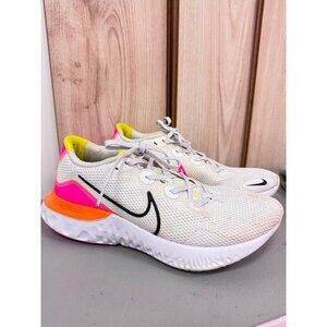 Nike Women's Sneakers White with Pink and Yellow Accents